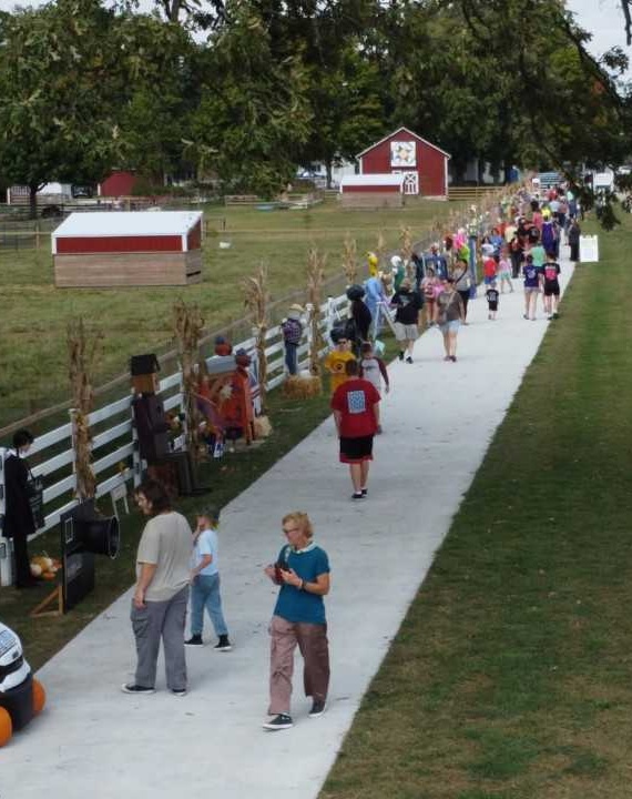 People enjoying the scare crow walk